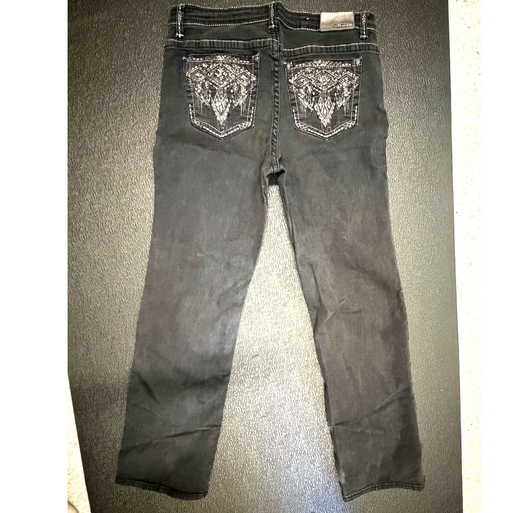 Grace in LA Womens Size 17 Black Embellished Straight Leg Jeans Western Sequin